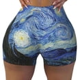 thumbnail image 2 of Daiia The Starry Night Pattern Women's Workout Shorts Biker Shorts - High Waisted Workout Spandex Tummy Control Gym Running Yoga Shorts-XX-Large, 2 of 8