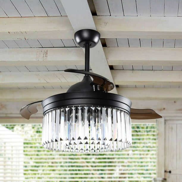 42" Modern Crystal Ceiling Fan with Lights Remote and ...
