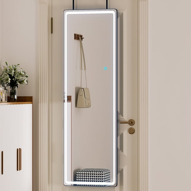 Lvifur LED Full Length Mirror, 47"x14" 3 Colors LED Lighted Wall