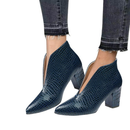 

Ki-8Jcud Botas Para Dama Fashion Autumn Women Boots Heel Mid Heel Print Solid Color Pointed Toe Comfortable Slip On Boots Women Flat Women S Size 8 Wedge Boots Women S Winter Boots Boots For Women L