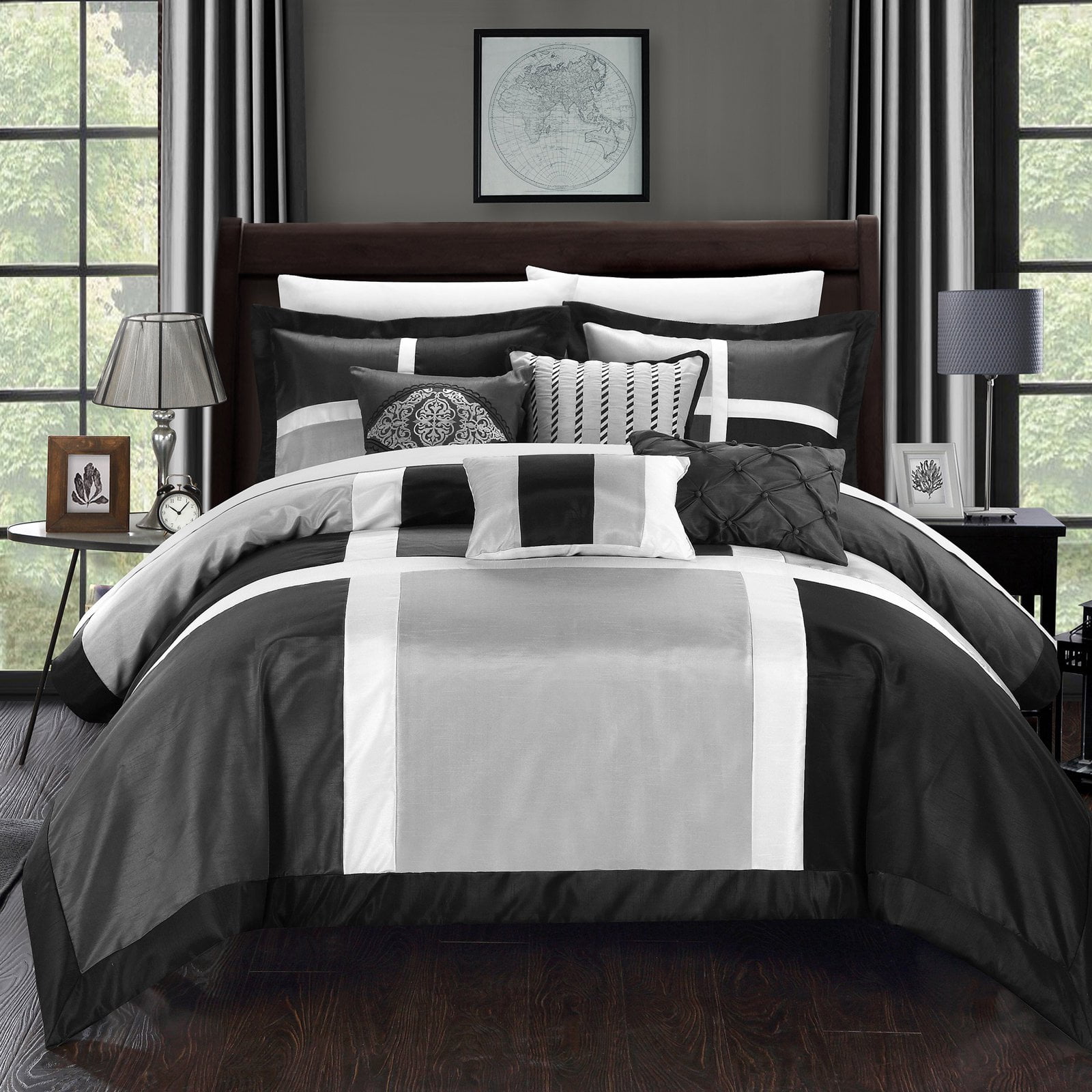 Black And Silver Comforter Sets King Lush Decor