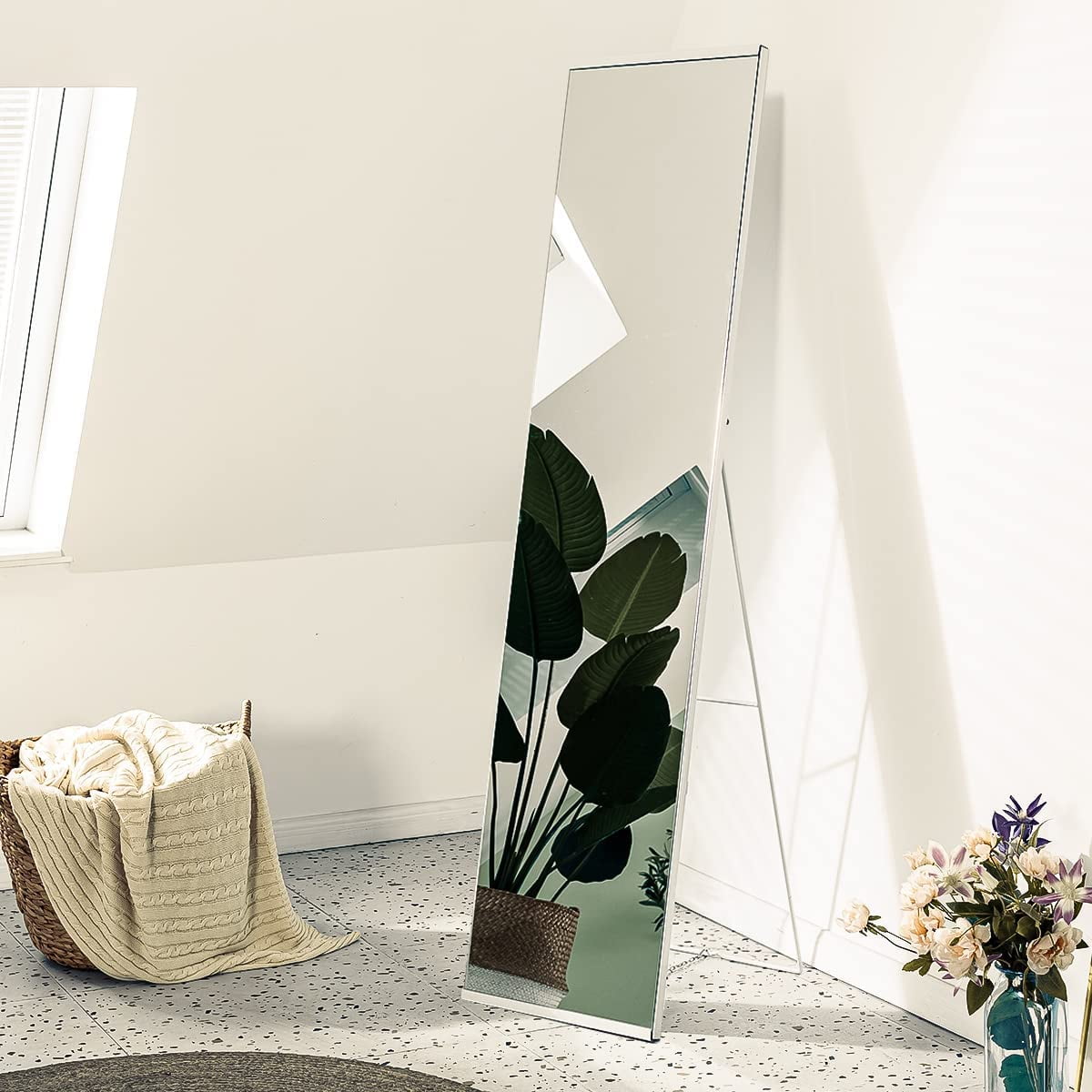 Full Length Mirror 63"x16" Free Standing Floor Mirror Hanging or