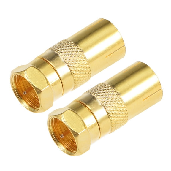 F Type Male to PAL Female Golden Tone RF Coaxial Adapter Connector 2pcs