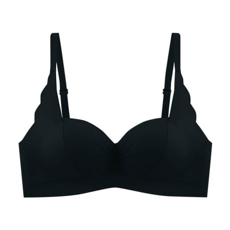 Yyeselk Seamless Bras for Women Push Up Soft Support Wireless Bras Lift Up No Underwire Bra Everyday Minimizer Bra Black L