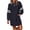 Navy, variant on Women's Fashion Striped Sports Hoodie Dress Long Sleeve Round Neck with Pocket for Winter Casual Wear and Outdoor Activities,Black,L