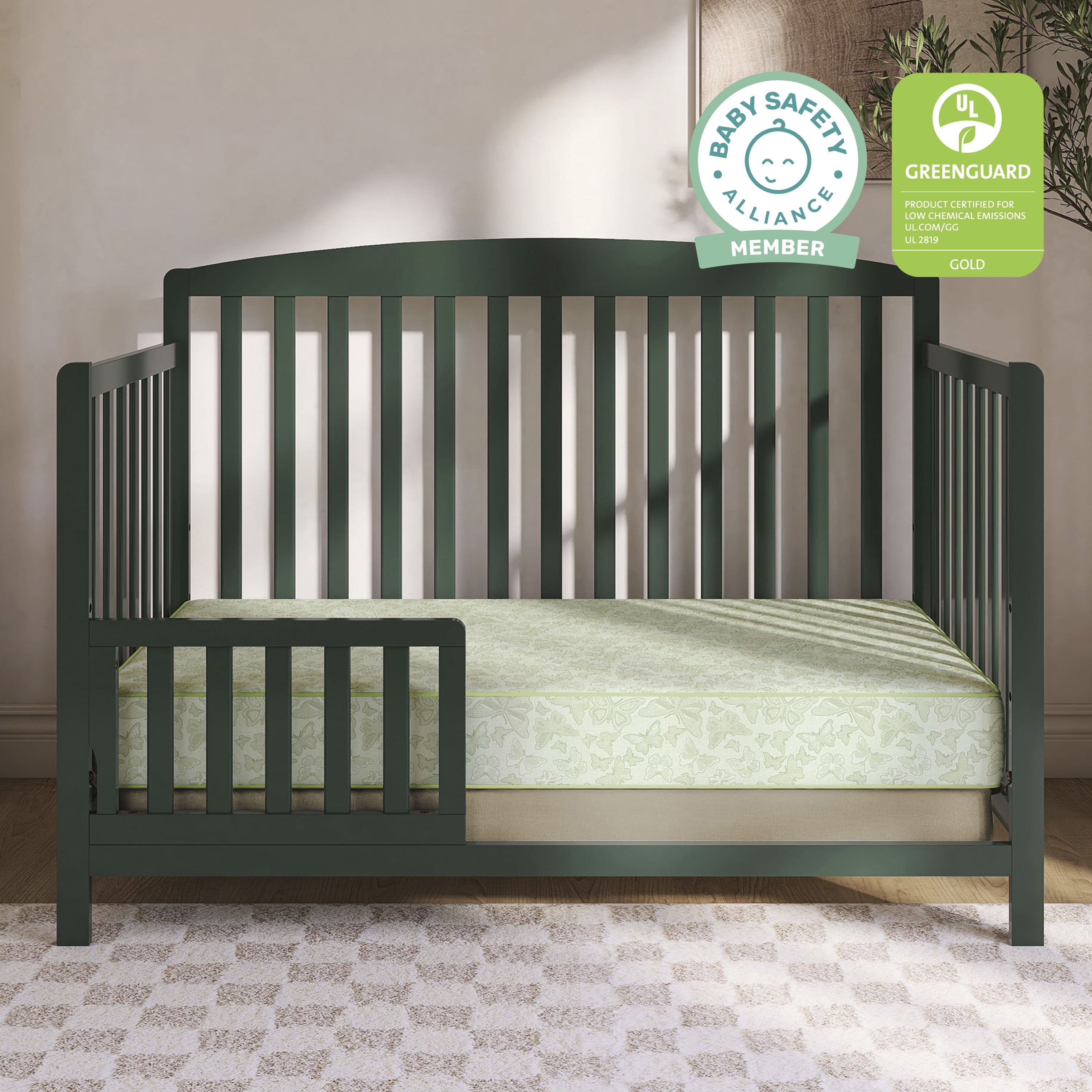 Dream On Me Little Butterflies 6" 2-in-1 Foam Core Crib and Toddler Bed Mattress