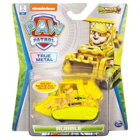 PAW Patrol, True Metal Rubble Collectible Die-Cast Vehicle, Jungle Rescue Series 1:55 Scale