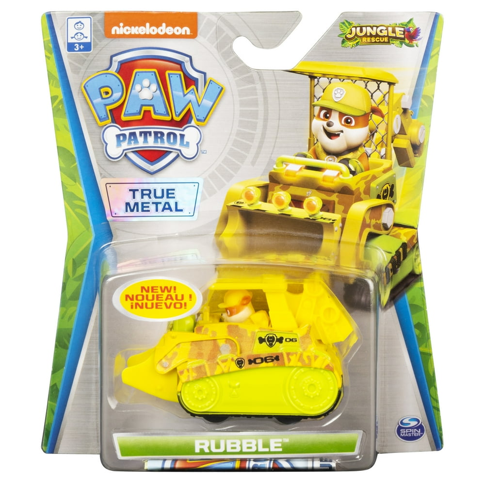 PAW Patrol, True Metal Rubble Collectible DieCast Vehicle, Jungle Rescue Series 155 Scale