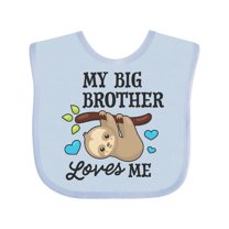 Inktastic My Big Brother Loves Me with Sloth and Hearts Boys or Girls Baby Bib