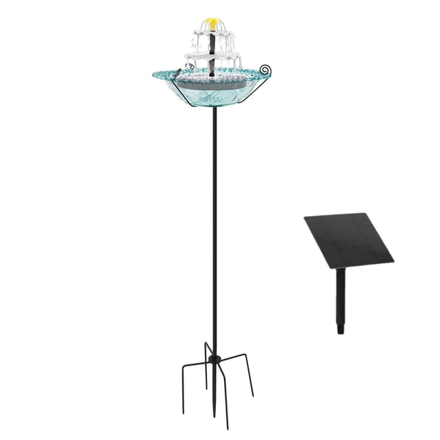 HWRETIE Solar Floating Bird Bath Feeder Hanging Bird Tub with Hook Outdoor Garden Bird Water Station Decorative Wildlife Feeding Accessory