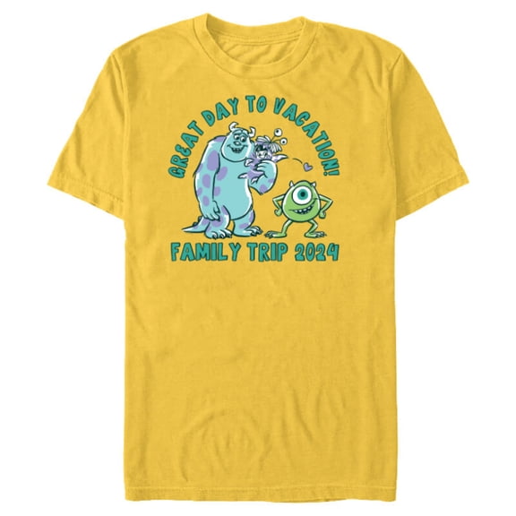 Disney and Pixar’s Monsters, Inc. Vacation Family Trip 2024 - Short Sleeve Blended T-Shirt for Adults - Customized-Yellow