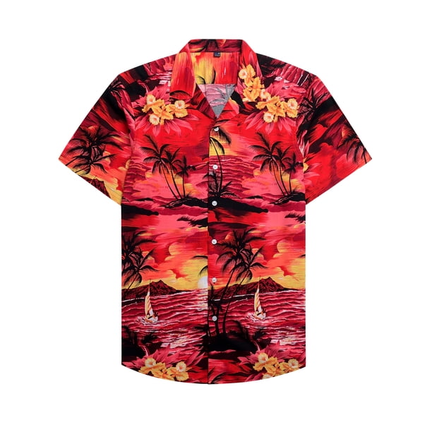 Alimens & Gentle Men's Hawaiian Shirt - Cotton Short Sleeve Button Down Summer Beach Shirts