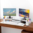 thumbnail image 3 of ANHXN desktop organizer and accessories, monitor stand with drawers and pen holders, office supplies desktop accessories, and workspace desktop organizer, 3 of 4
