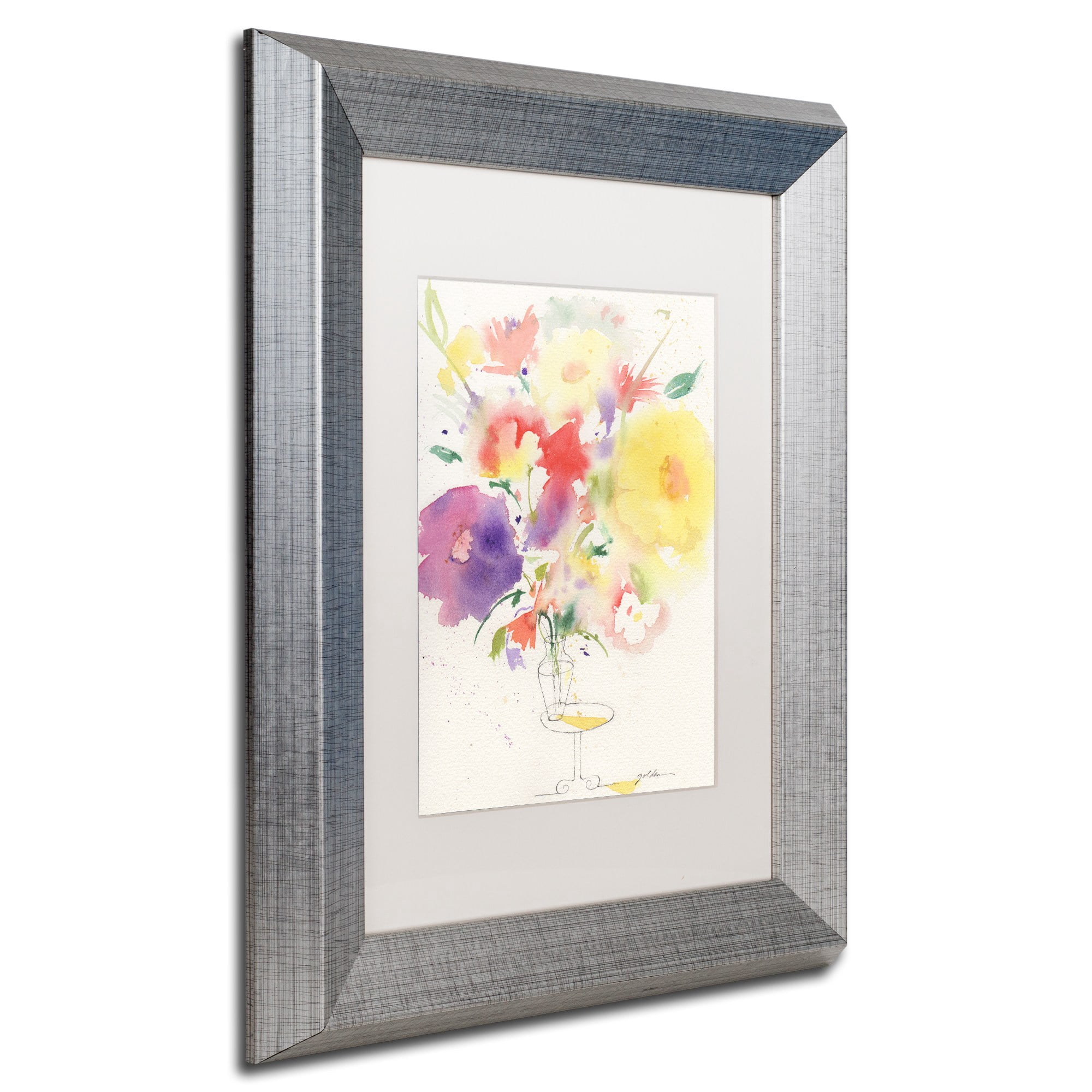 Trademark Fine Art 'Holiday Bouquet' Canvas Art by Sheila Golden, White Matte, Silver Frame