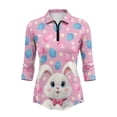 thumbnail image 2 of Uorisanigo Easter Bunny Womens Quick Dry Athletic Polo Shirts Comfortable Polyester Spandex Fabric Women's 3/4 Sleeve Golf Top with Zipper Relaxed Casual Soft Tennis Tops Size S, 2 of 7