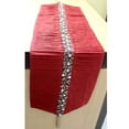 thumbnail image 4 of The HomeCentric Handmade Decorative Table Runner 72’’ x 14’’ Silk Beaded with Crystal Rhinestone Embroidery - Deep Red Pleated, 4 of 4