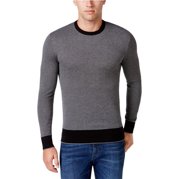 Michael Kors suéter a cuadros para hombre, negro, grande Michael Kors Pull-over