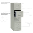 thumbnail image 3 of Hirsh Pro 25" Deep 4 Drawer Letter Width Metal Vertical File Cabinet, Commercial Grade, Gray, 3 of 15