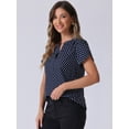 thumbnail image 2 of DARING DIVA V Neck Dots Printed Work Office Blouse Top XL Dark Blue, 2 of 6