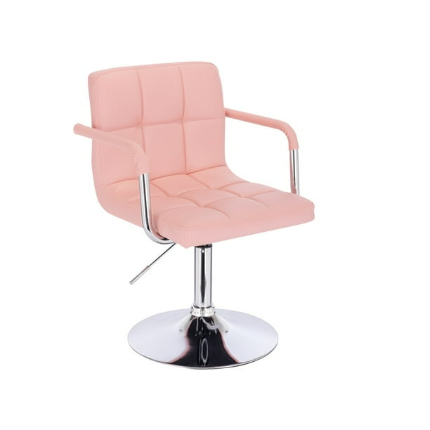 Silla de color rosa giratoria con brazos para escritorio o tocador giratoria altura ajustable tapizada en material PU Acolchonado SKU: 9107-2 ROSA Euroluce Contemporary Design Vanguardista