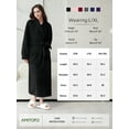 thumbnail image 5 of AMITOFO Long Robes for Women, Soft Fluffy Fleece Bath Robe with Front Pocket, Winter Warm Plush Lapel Women's Robes, Adjustable Belt, 5 of 8