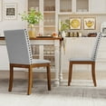 thumbnail image 2 of Costway Upholstered Dining Chairs Set of 2 with Nailhead Trim Rubber Wood Legs Padded Seat, 2 of 9
