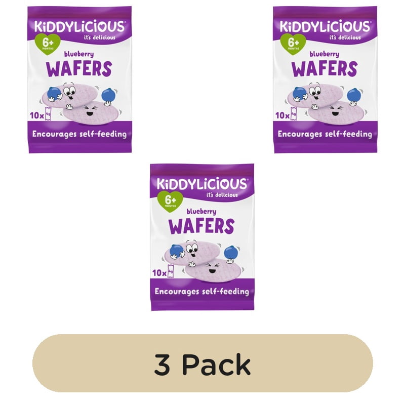 Kiddylicious Blueberry Maxi Wafers Baby Snacks Multi 10 x 4g, British Import (Pack of 3)