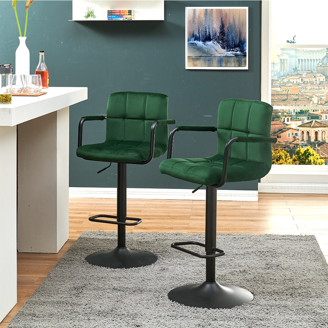 Metal Counter Stool Green 1 PC Jymtom Bar Stool Kitchen Chairs with Backrest Armrests Footrest 