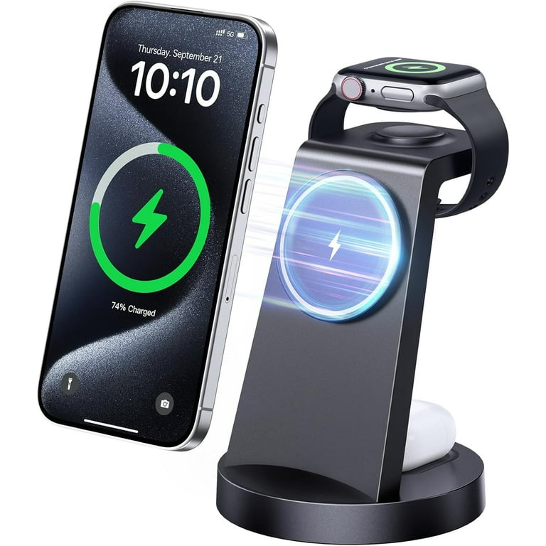 Charging Station for iPhone ETEPEHI 3 in 1 Magnetic Wireless Charger for iPhone 16 15 14 13 Pro X Max XS XR iWatch Charger for Apple Watch Series