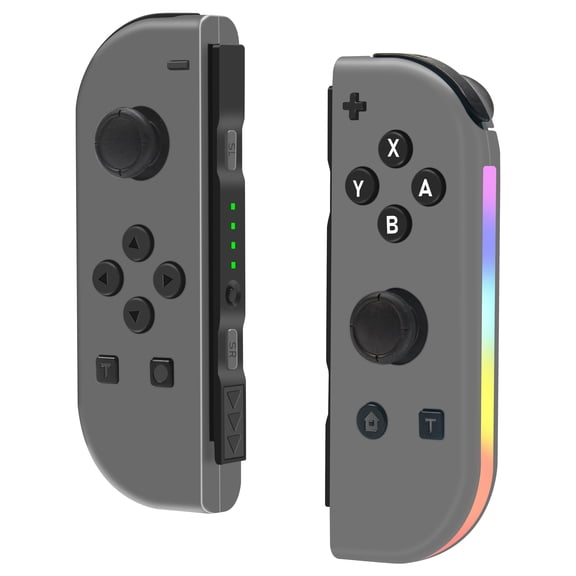 Game Controller with Light for Portable Game Consoles, L/R Wireless Gaming Controller with Motion Control/Turbo/Screenshot/Wake-Up Function - Grey