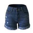 thumbnail image 7 of JINMGG Shorts for Women Clearance $5 Women's Stretchy Denim High-Waist Shorts Frayed Ripped Shorts with Pockets Pants Blue XXL, 7 of 7
