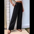 thumbnail image 4 of Pantalones Palazzo de para Mujer, Elegantes, de Verano, de Pierna , Holgados, Estilo Bohemio, de , para Playa, con Bolsillos. Negro M, 4 of 10
