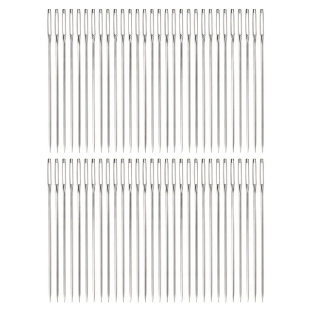 Unique Bargains 60Pcs Large Eye Needles 2.36' Stitching Needle Hand Sewing Embroidery Needle for Leather Cross Stitch