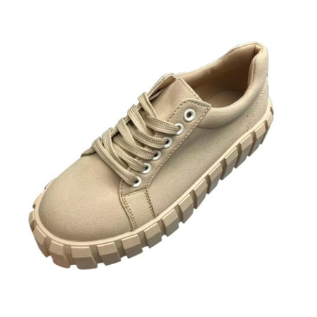 

Casual Shoes for Women Women S Fashion Casual Round Toe Platforms Lace Up Shoes Flat Walking Sneakers Women Casual Shoes Cloth Brown 42