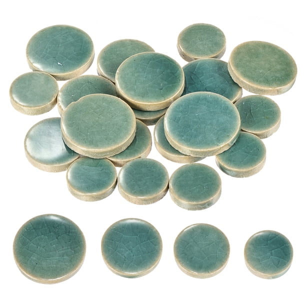 Uxcell 100g Azulejos de cerámica para mosaicos en masa, azulejos de cerámica verde con grietas de hielo redondos para kits de mosaico