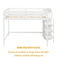thumbnail image 3 of Bellemave Full Size Loft Bed with Storage Staircase Wooden Full Loft Bed Frame with Built-in Storage Wardrobe and Guardrails for  Teens, No Box Spring Needed, White, 3 of 11