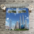 thumbnail image 3 of Ambesonne City Quilted Bedspread Set 3 Pcs, Kuala Lumpur in Clear Day, King Size, Pale Grey Blue Green, 3 of 3