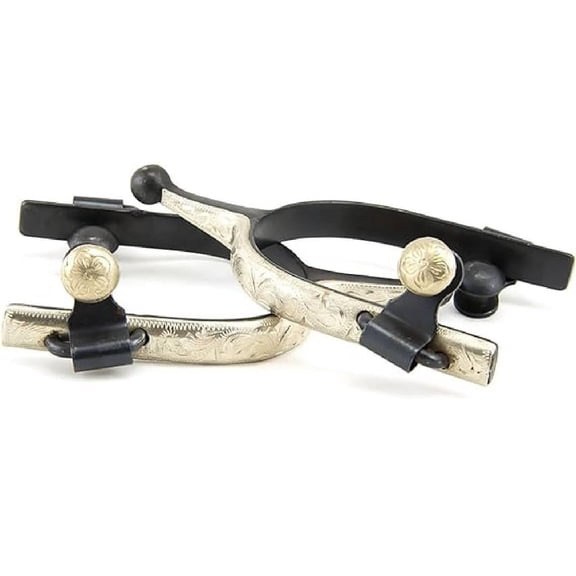 Knob End Spurs with Hand Engraved Silver Details - By Southwestern Equine