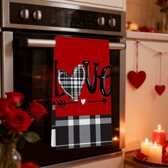 Oioii 23.6x15.8in Valentine‘s Day Dish Towels Hand Towels Heart Love Dish Towel Drying Tea Towel Bathroom Housewarming Gifts for Wedding Anniversary Cooking, E
