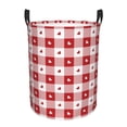 thumbnail image 1 of Balery Plaid Heart Cesta de ropa redonda con asas, impermeable, independiente, para ropa, juguetes, dormitorio y familia-Small, 1 of 6