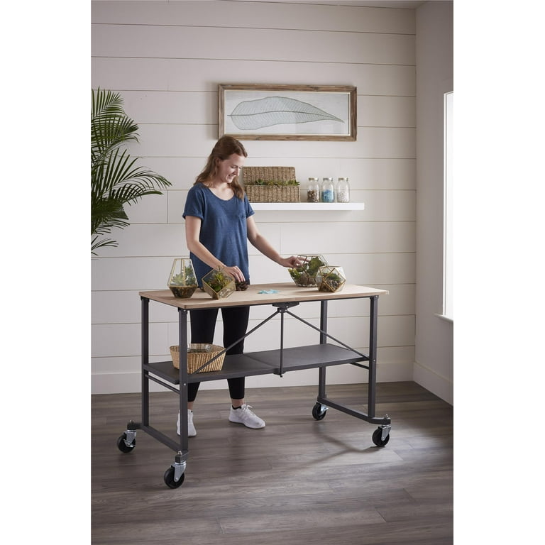 COSCO SmartFold Portable Workbench Folding Utility Table with Locking Casters 600 lb. Capacity 51.4