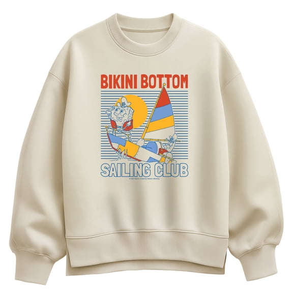 SpongeBob SquarePants - Bikini Bottom Sailing Club - Women's Oversized Fleece Crew Sweatshirt