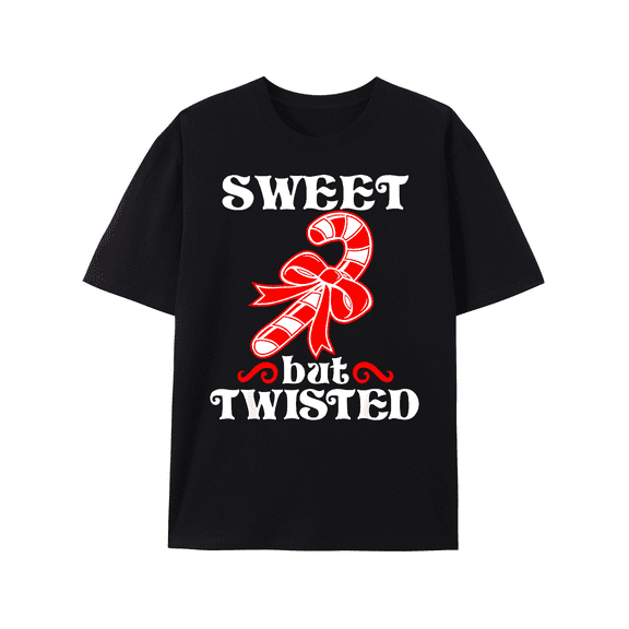 Candy Cane Sweet But Twisted Funny Christmas Short Sleeve T-Shirt