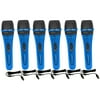 Set of 6 Professional Portable Microphone with Digital Processing Steel Construction Singing Machine, Wired Mic Included, XLR to 1/4, Blue Karaoke DJ Wired Microphone, Vocal Recording, Singing, Church