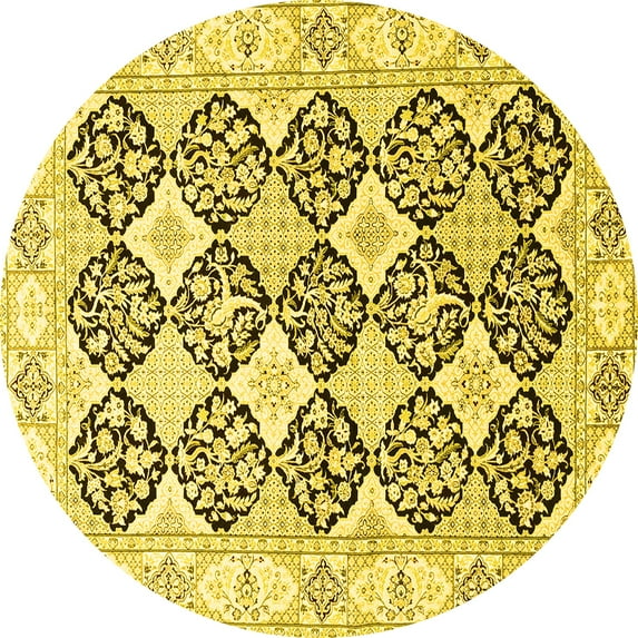 Ahgly Company Indoor Round Persian Yellow Traditional Area Rugs, 3' Round