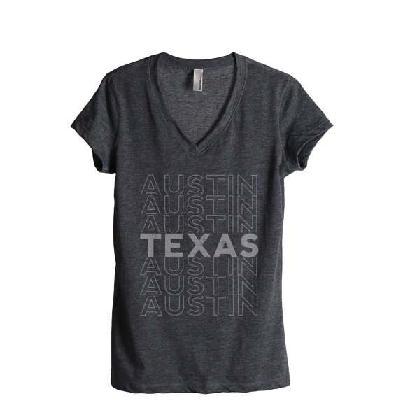 Austin Texas Pride Women's Fashion Relaxed V-Neck T-Shirt Tee Charcoal Grey Medium