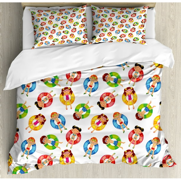 Kids Duvet Cover Set Children In The Pool On Life Buoys Swimming Summer Season Themed Cartoon Characters Decorative Bedding With Pillow Shams Multicolor By Ambesonne Com - Swimming Pool Themed Bedding Kids Duvet Cover Set Children In The Pool On Life Buoys Swimming Summer Season Themed Cartoon Characters Decorative Bedding With Pillow Shams Multicolor By Ambesonne Com - Swimming Pool Themed Bedding