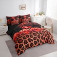 thumbnail image 3 of jejeloiu Red Leopard Pattern 7-Piece Twin Bedding Sets,Cartoon Bowknot Ribbon Bedding Comforter Set For Cheetah Lover Reversible, 3 of 8