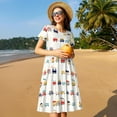 thumbnail image 4 of Naloa Colorful Trains Print Womens Summer A-Line Dress with Pockets,Short Sleeve Dresses,Flowy Beach Swing Dress for Vacation Travel, 4 of 6