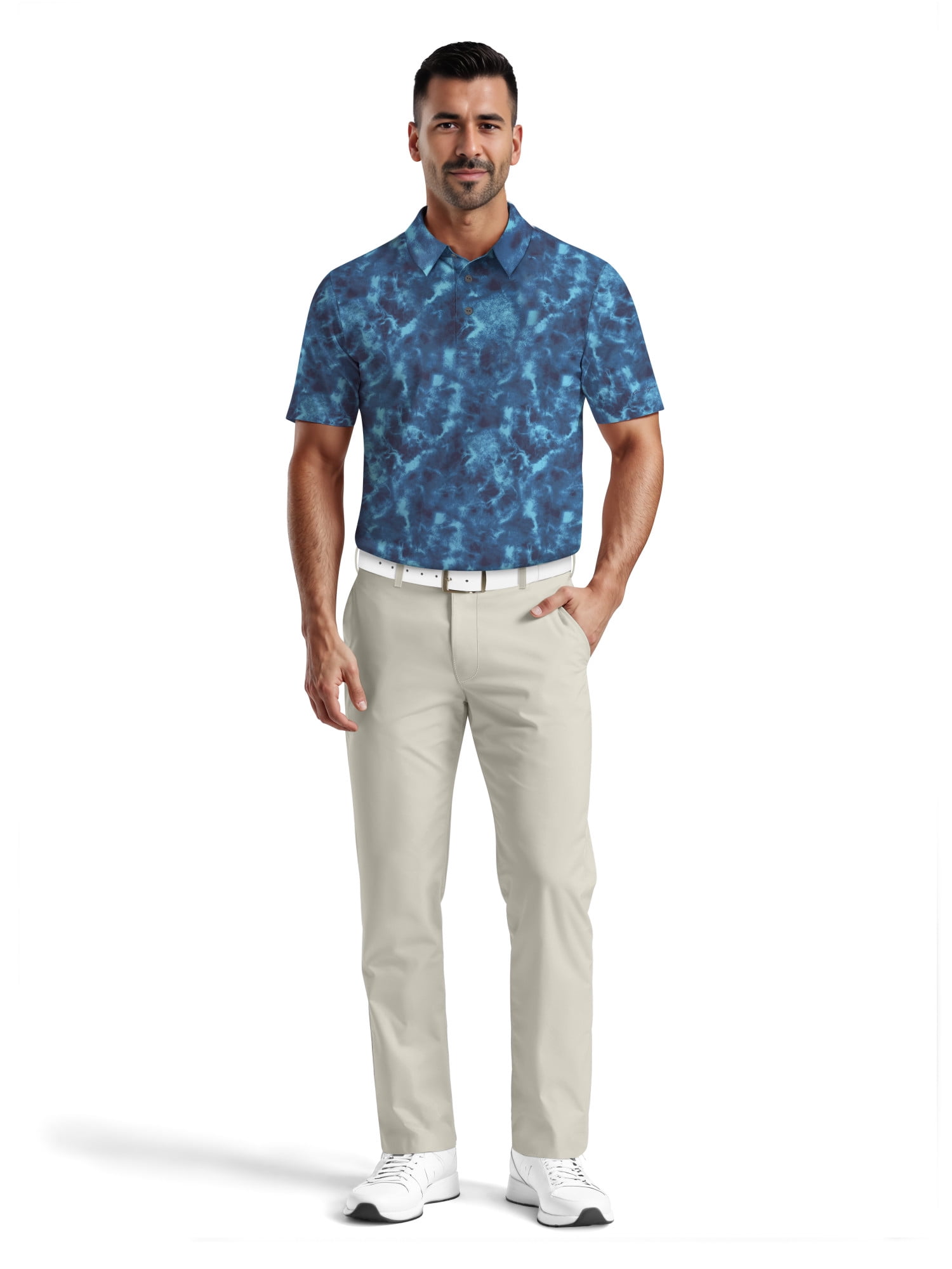 Ben Hogan Men's & Big Men's Performance Watercolor Camo Short Sleeve Golf Polo Shirt, Sizes S-5XL